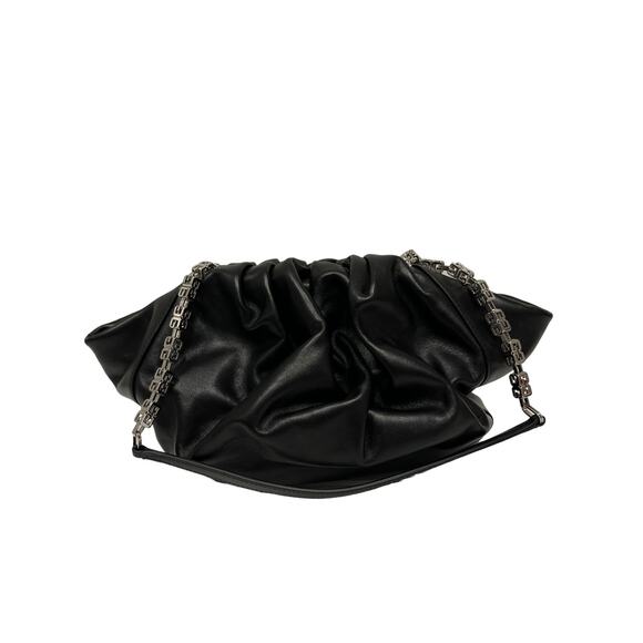 GIVENCHY Black Leather Silver Lock Accent Chain Strap Kenny Shoulder Bag - Picture 5 of 16